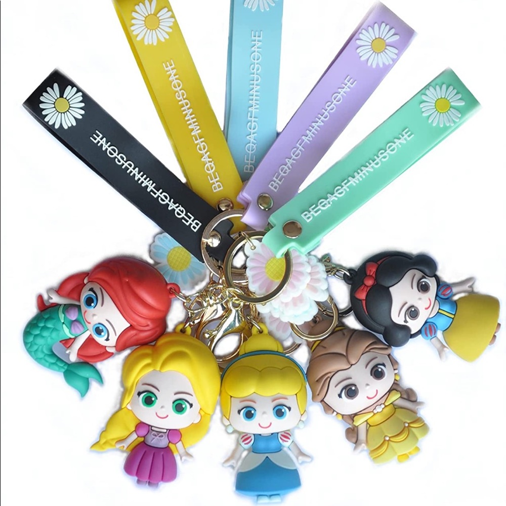 3D Princess keychains, set of 5